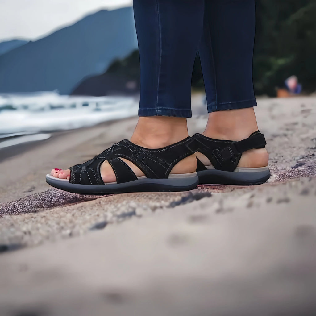 Ortopedické sandály pro chůzi bez bolesti — Černá, fotografie 5